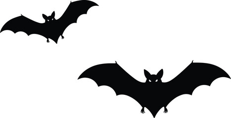 Flying Bats Silhouettes: Spooky Vector Illustrations of Halloween Night Creatures with Outstretched Wings for Themed Designs

.