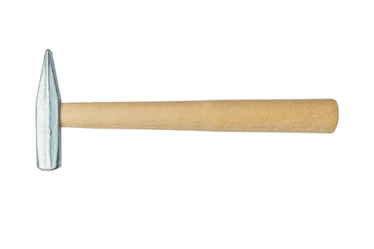 Vintage Metalworking Hammer with Wooden Handle on Transparent Background