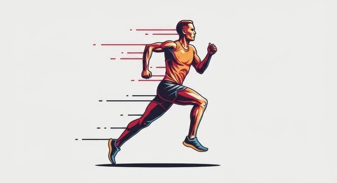 Running Design  Abstract Runner Illustration, Marathon Vector Art, Fitness Athlete Motion Lines and Dynamic Sports Concept