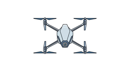 Sleek modern quadcopter drone with four propellers, illustrated in a top-down view.
