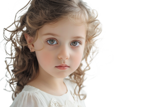 Innocent young girl with big expressive eyes looking at the camera