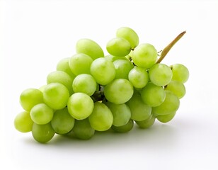 close up of a bunch of fresh green grapes isolated on a white background