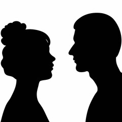 Man and Woman head silhouette Transparent background editable vector file