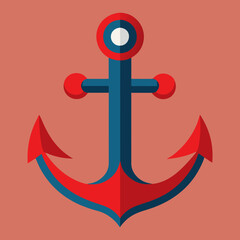 Bold nautical anchor graphic with striking red and blue colors, symbolizing maritime adventure and steadfastness for modern design projects