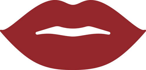 red lips illustration with bold outline on transparent background