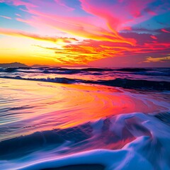 Vibrant sunset over the ocean