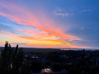 sunset over the city