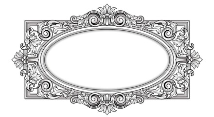 Oval ornate frame with vintage design.