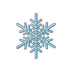 Detailed Light Blue Snowflake Illustration on Clean White Background Graphic Design