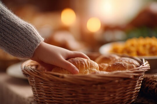 Warm bread rolls in cozy setting invite sharing and comfort duri
