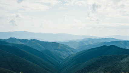 mountain landscape, silhouettes of peaks and mountain ranges