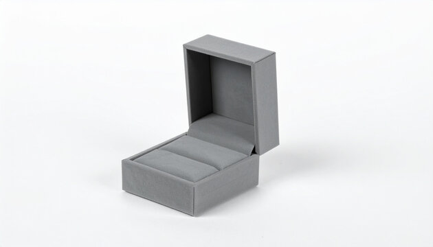 Empty ring box displayed against a plain white backdrop