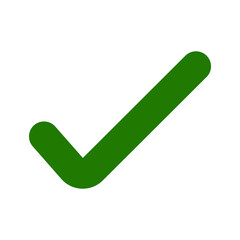 Simple green check mark on a white background symbolizing approval and success