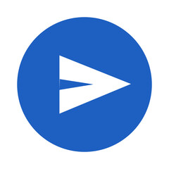 Modern blue circle icon with white arrow symbolizing forward movement and communication