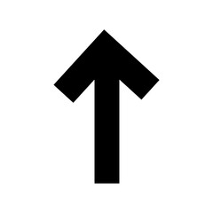 Simple black arrow pointing up against a white background
