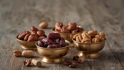 Obraz premium Bowls of Varied Brown Delights A Still Life of Textures, Colors, and Abstract Forms.