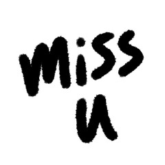 miss u cute handwriting clipart with kawaii doodle style, hand drawn font, childlike sketches, cartoon outline, funny lettering, adorable handwritten elements for kids and creative designs