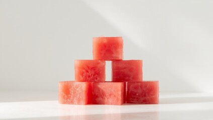 Cubic Composition in Scarlet Hue with Textural Variation and a Play of Light, Shadows.