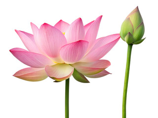 pink water lily isolated on white background