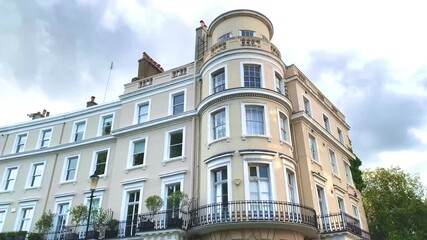 Circular-Bow Bowed End Of Royal Crescent Quadrant, Regency Architecture Tower-like Structure, English Residential Terraced Houses, Holland Park, London, UK
