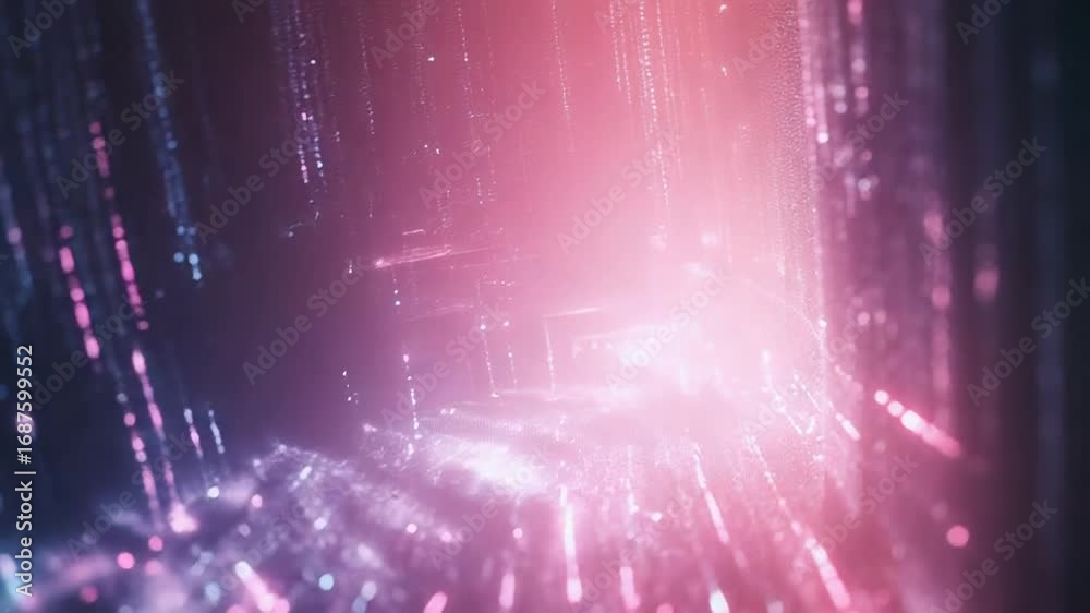 Wall mural glowing particles flowing in digital abstract cyberspace visualization