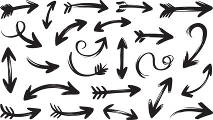 Hand Drawn Arrow Collection Directional Elements Vector Set with Various Styles and Shapes