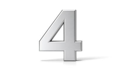 Obraz premium Metallic number four casting shadow on white surface