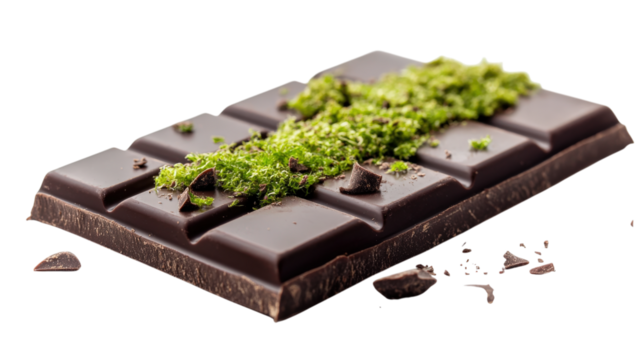 Deconstructed Chocolate Bar with Green Powder A Modern Dessert for Chocolate Enthusiasts and Culinary Adventurers