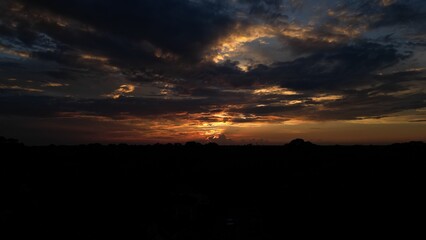 Beautiful sunset over southern town in the summer 