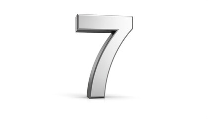 Metallic number seven standing against a white backdrop