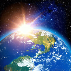 stunning, high-resolution, detailed image of the earth from space, dramatic lighting, vibrant colors, awe-inspiring, space exploration, cosmos, stars, nebulae, galaxies, science fiction, epic, breatht