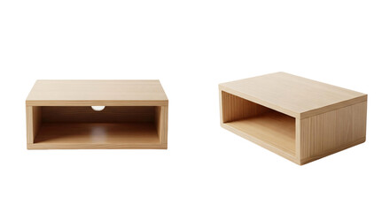 Minimalist Light Wood Open Shelf Storage Unit.