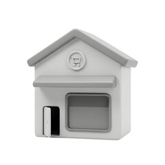 3d render icon of shop isolated on white background