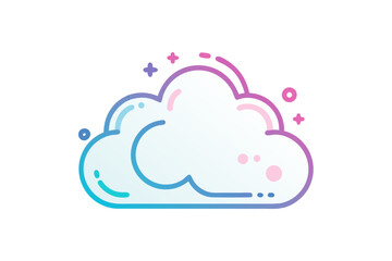 fluffy cloud outline icon with neon glowing edge style  