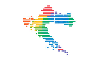 Obraz premium A vibrant vector illustration of a modern, rounded map logo for Croatia featuring digital colors