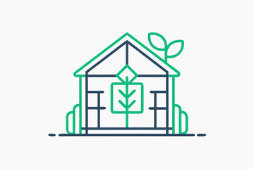 Greenhouse glowing with small plant inside rustic farming symbol