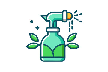 Sprayer glowing with water mist shaped ecological gardening tool