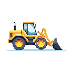 Fototapeta premium Yellow Front Loader Tractor Construction Equipment Illustration Cartoon Style