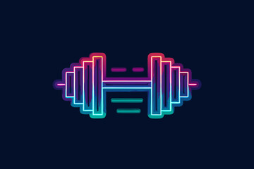 dumbbell fitness icon with glowing neon modern design