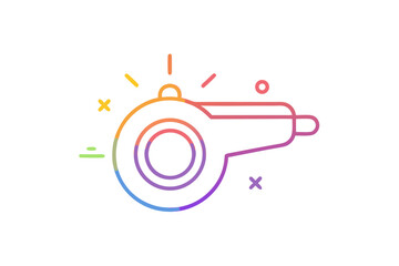 whistle sports referee glowing neon minimal line icon
