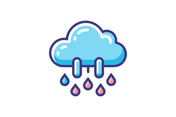 rain cloud icon with clean glowing raindrops falling down