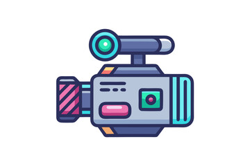 Video camera recorder icon glowing with clean minimal lines