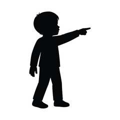 Silhouette of a Young Boy Pointing in a Specific Direction