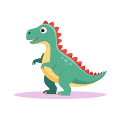 Fototapeta premium Whimsical Cartoon Dinosaur Illustration with Bright Green Skin and Red Spikes for Children's Designs