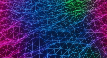Abstract colorful waving mesh network background.