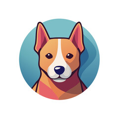 Cute Dog Portrait Artwork in Circle Gradient Background Pet Animal Design