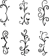 Ornate flourish designs for decorative elements white background