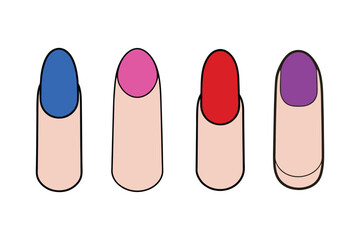 A set of human fingernail with colorful nail palish vector art illustration