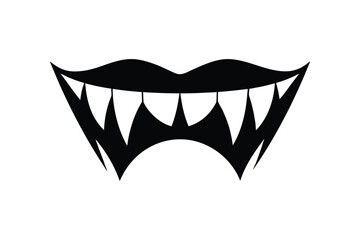 A vampire teeth silhouette vector art illustration