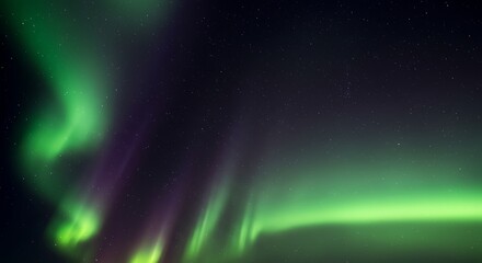 Obraz premium Spectacular nocturnal display of the Northern Lights painting the dark sky with vibrant green and purple streaks, a breathtaking natural wonder